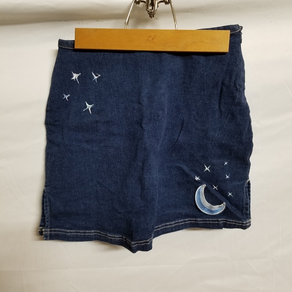 No Boundaries Denim - No Boundaries Dark Blue Denim Shorts with Celestial Embroidery